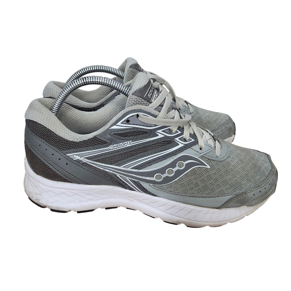 Saucony Cohesion 13 Running Shoes Womens 9 Wide Grey Silver Sneakers S10562-1